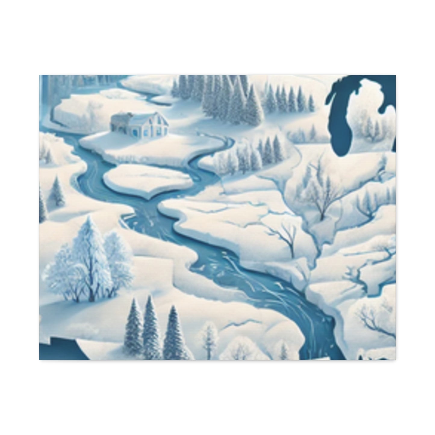 Winter USA Dreamscape Snowy Map Canvas Wall Art Travel Gift