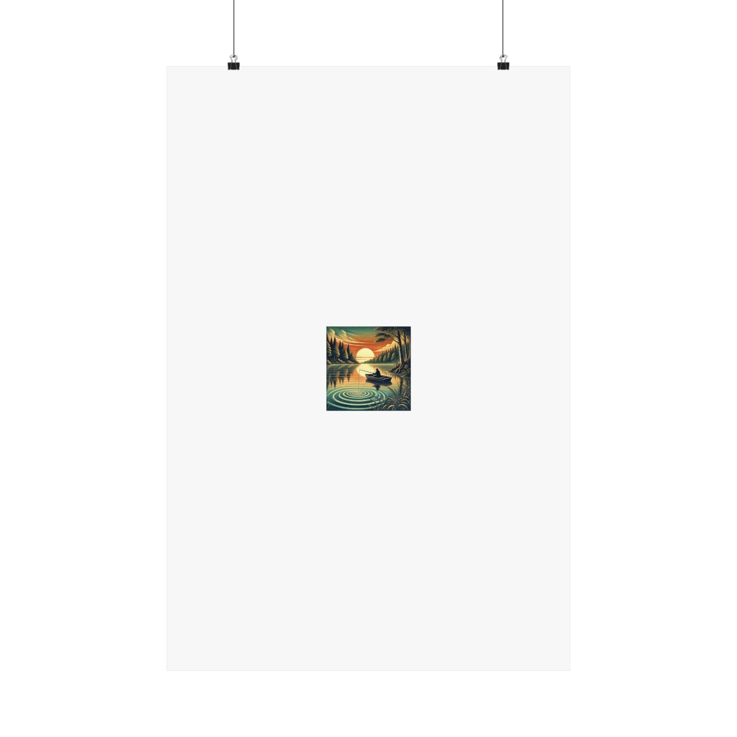 Sunset Lake Fishing Retreat Poster Lake House Fishing Wall Art Gift