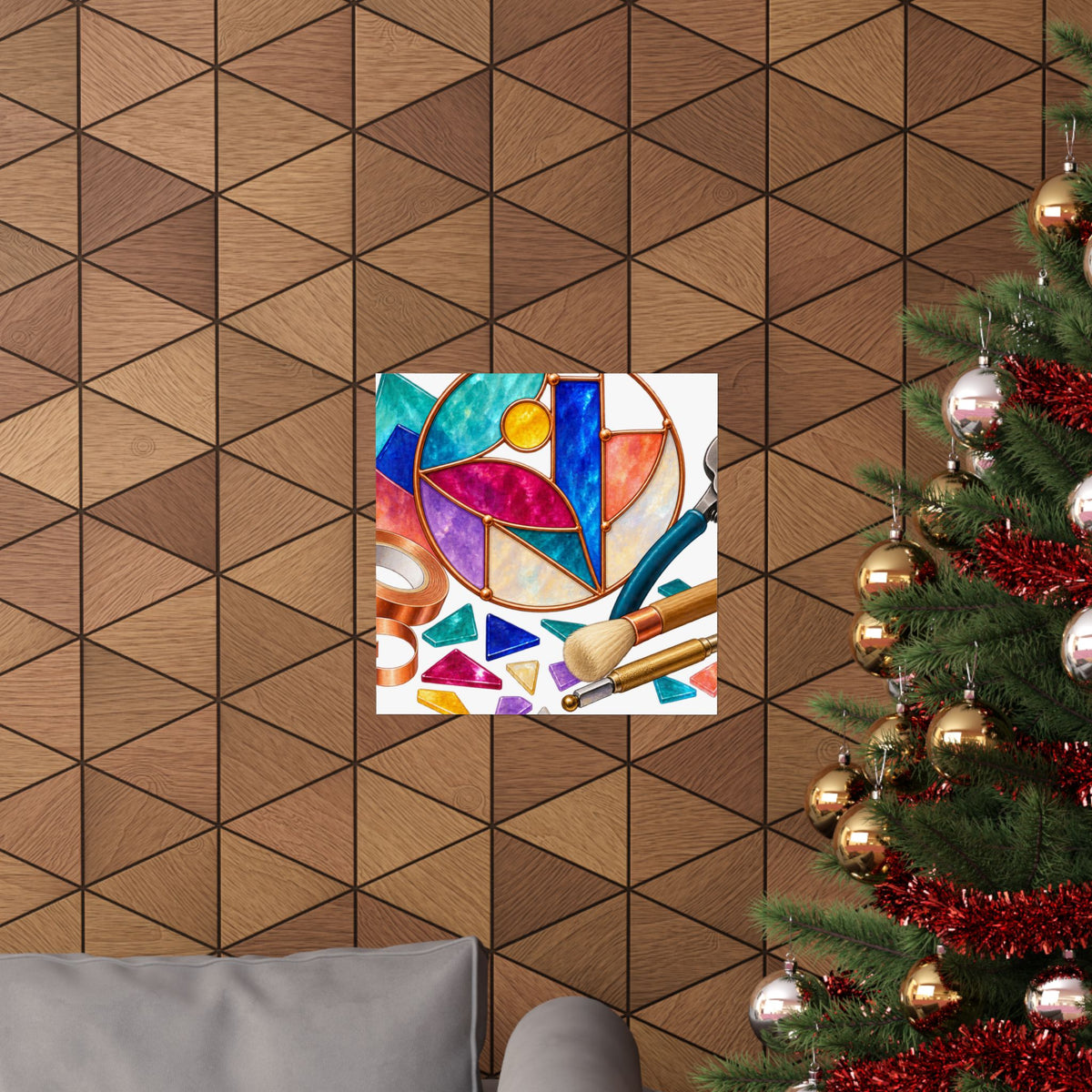 Abstract Stained Glass Suncatcher Workshop Poster