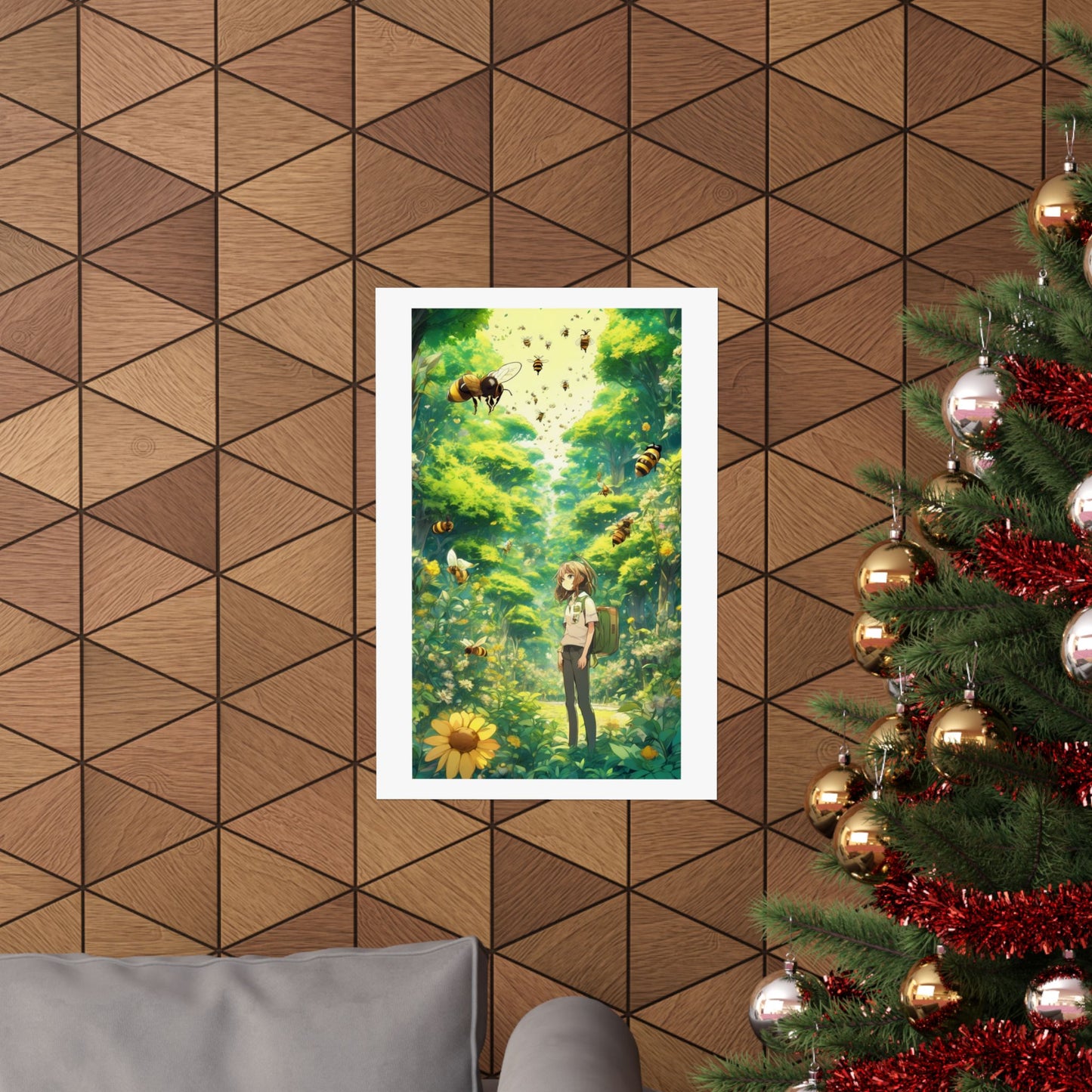 Bee Garden Explorer Anime Nature Art Poster