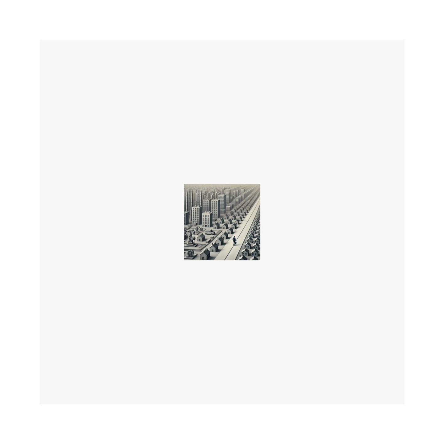 Monochrome Urban Factory Cityscape Poster Industrial Wall Art Gift