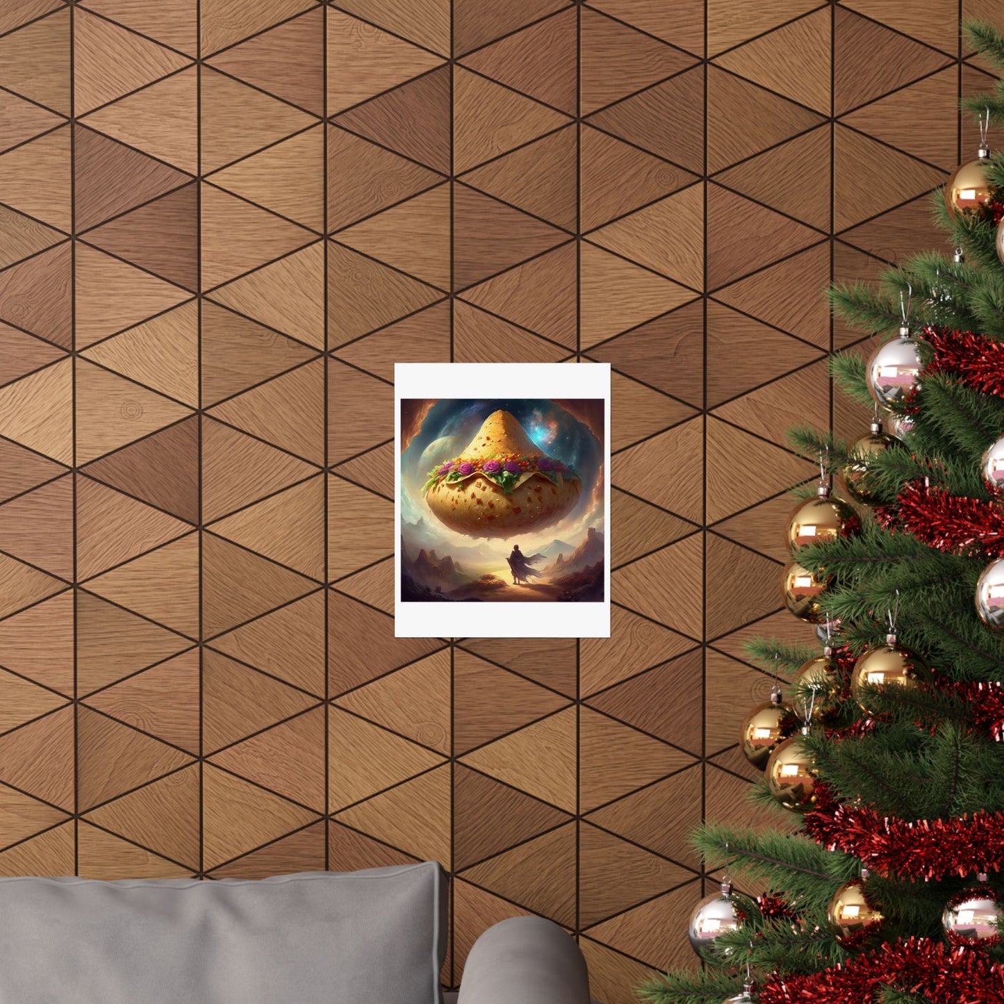 Cosmic Taco Planetoid Surreal Food Fantasy Art Poster