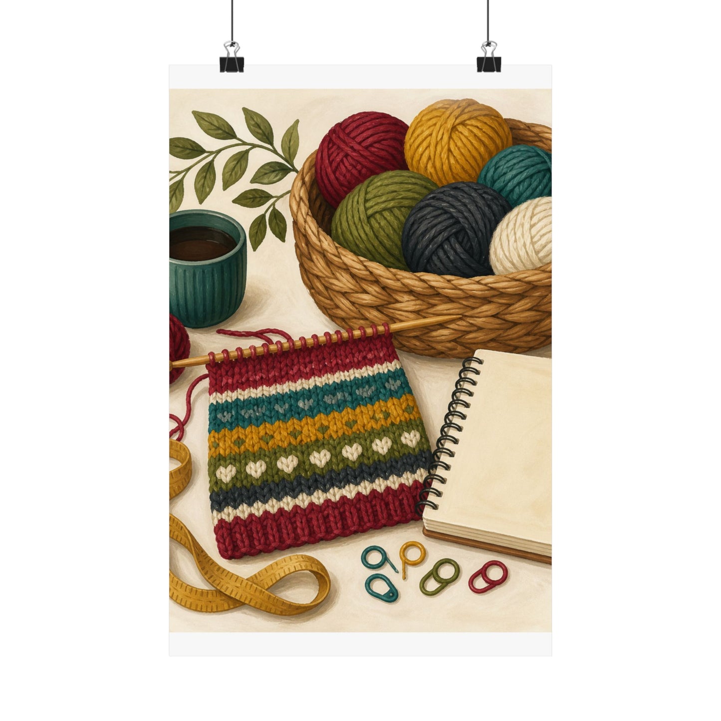 Cozy Knitting and Yarn Hobby Art Poster