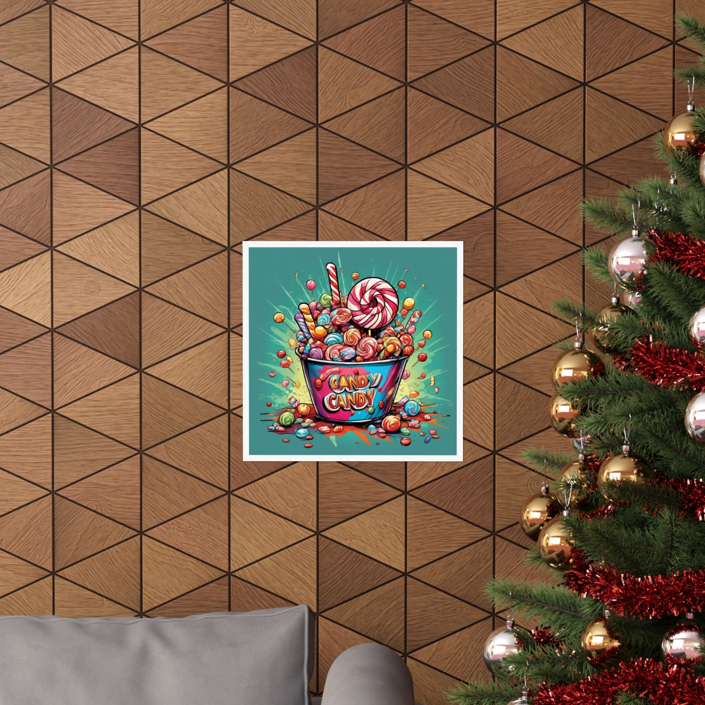 Holiday Candy Bucket Sweets Gift Art Poster