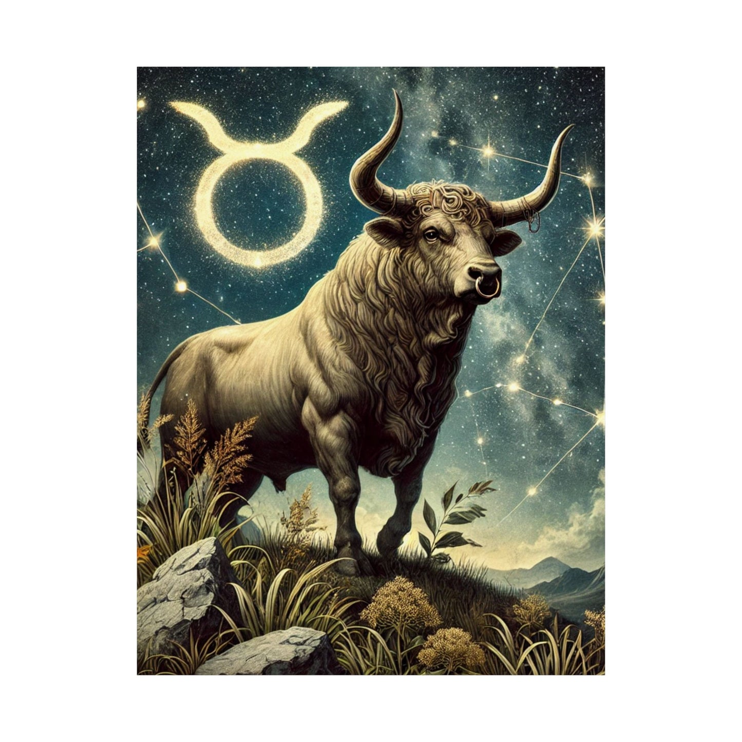 Taurus Bull Constellation Celestial Wall Art Poster