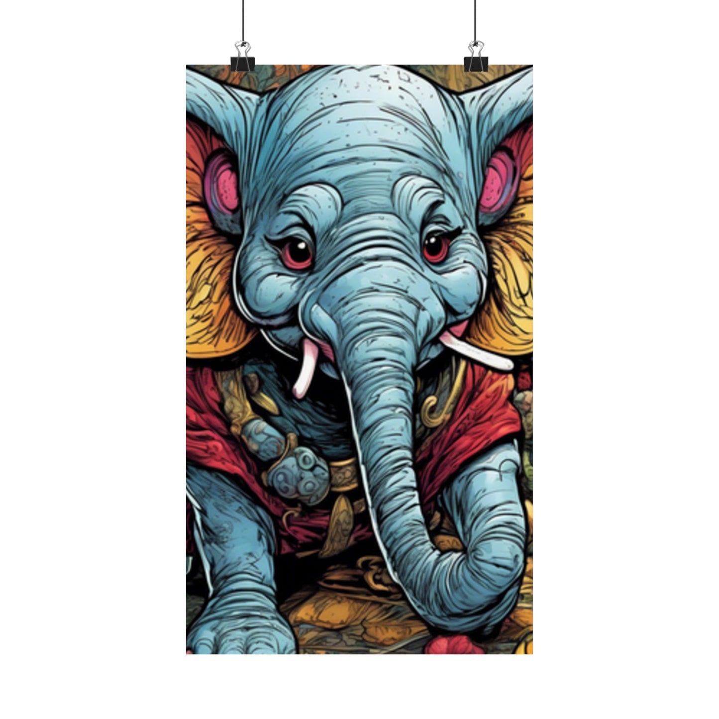 Colorful Elephant Garden Parade Wildlife Wall Art Poster