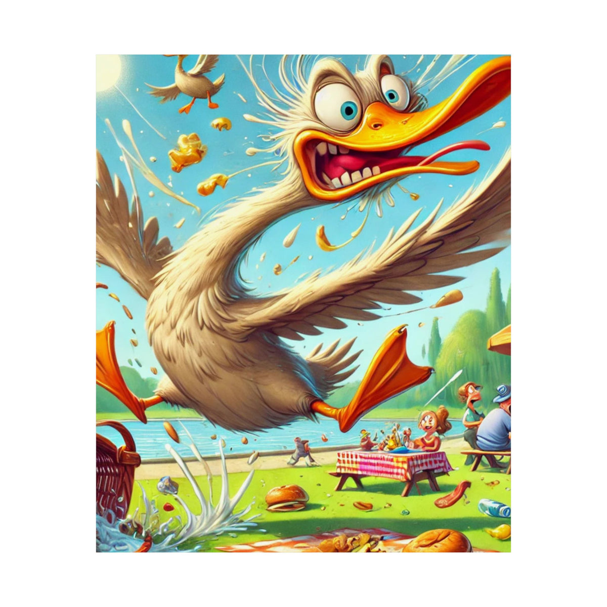 Chaotic Picnic Duck Funny Summer Wall Art Poster