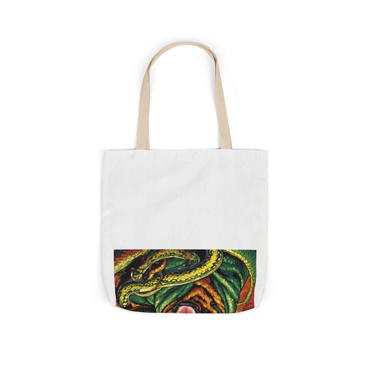 Surreal Serpent Hound Dark Fantasy Canvas Tote Bag