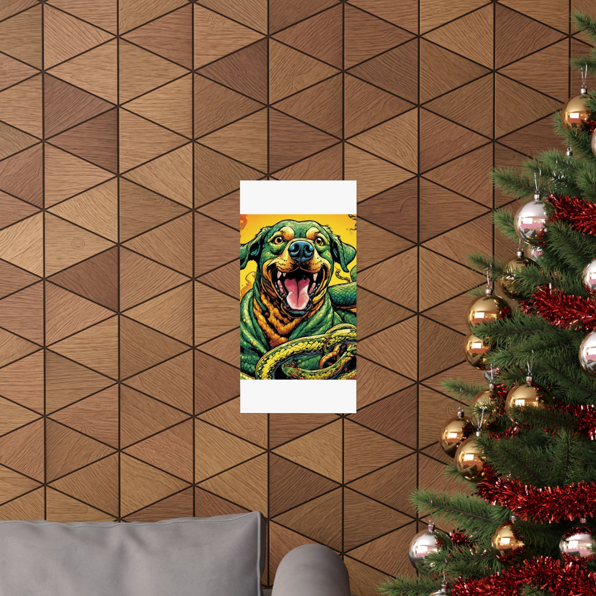 Surreal Serpent Hound Dark Fantasy Wall Art Poster