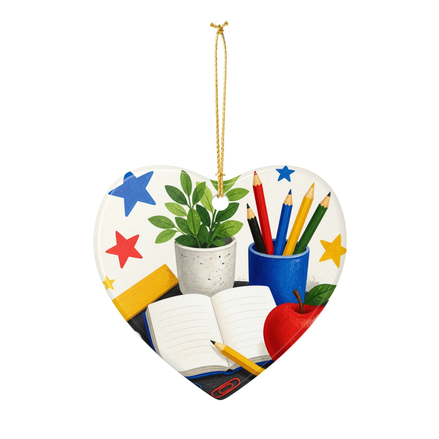 Colorful Classroom Supplies Teacher Appreciation Art Ceramic Ornament, Holiday K
