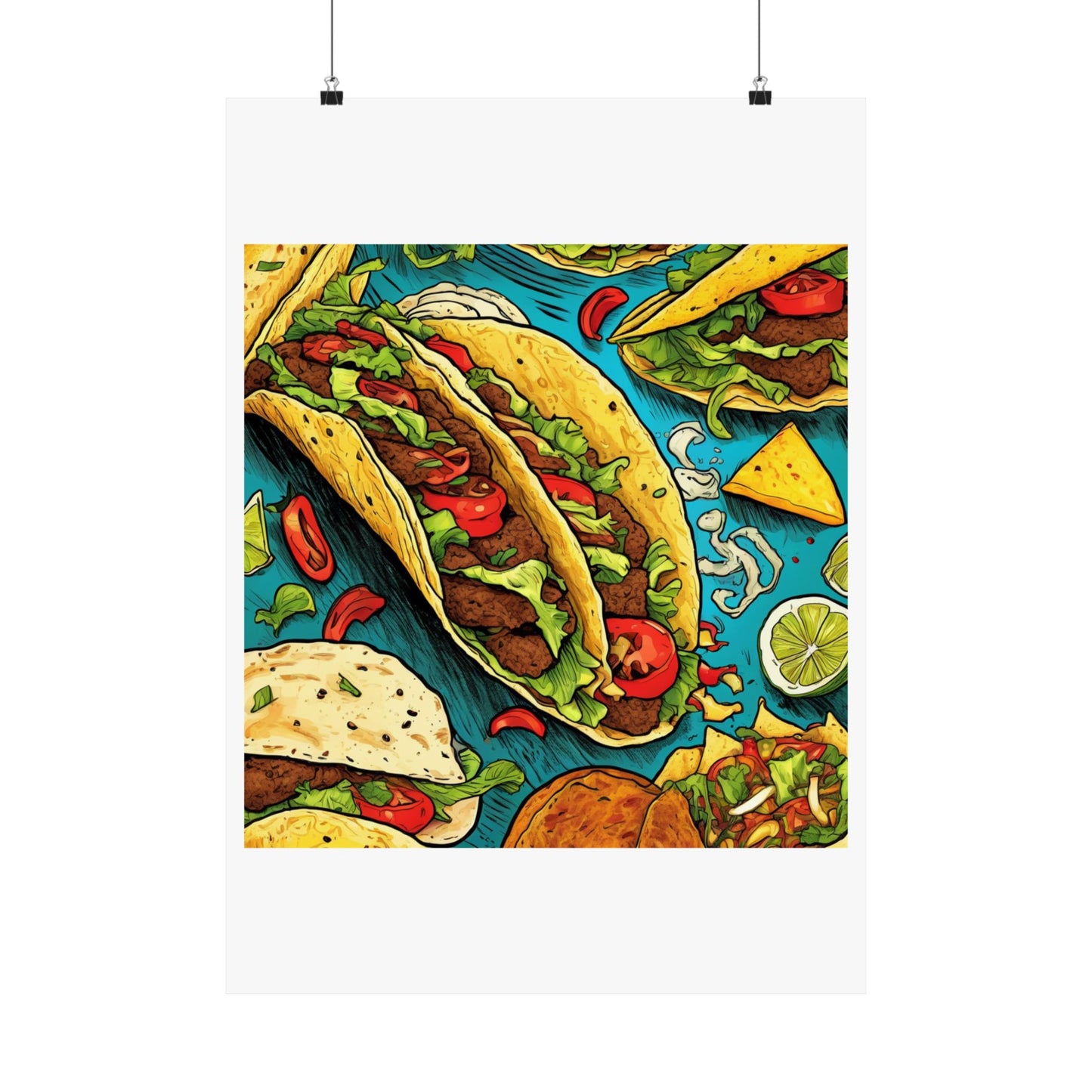 Taco Party Pattern Foodie Gift Art Poster