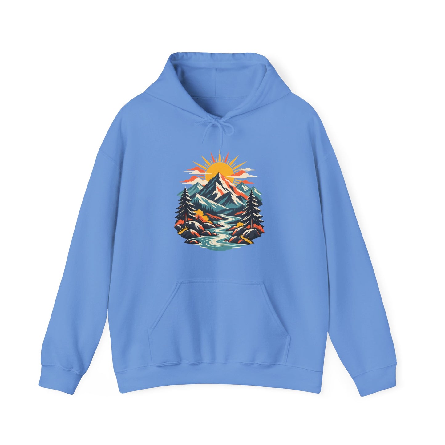 Alpine Sunrise River Mountain Adventure Art Hoodie