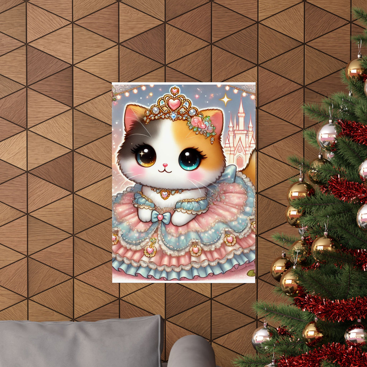 Pastel Princess Calico Cat Fantasy Wall Art Poster