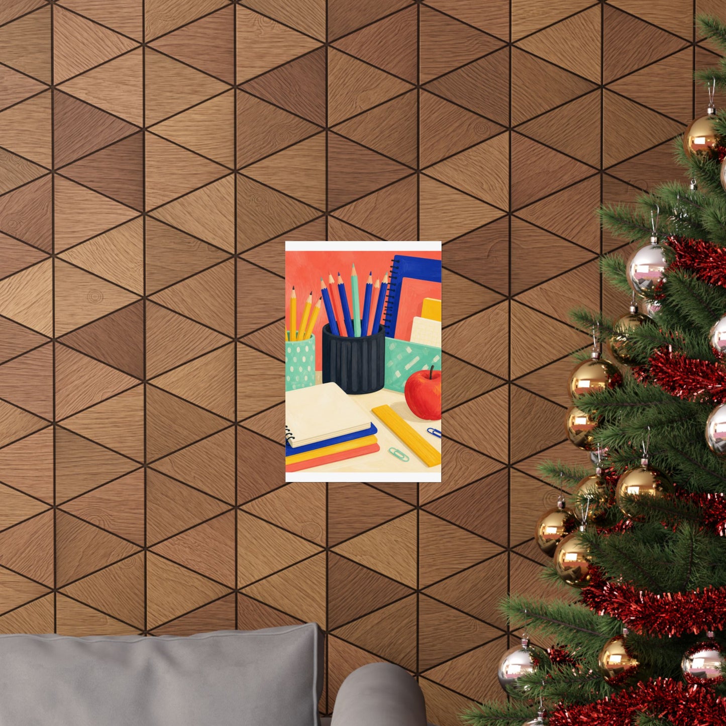 Colorful Teacher Desk Supplies Art Poster