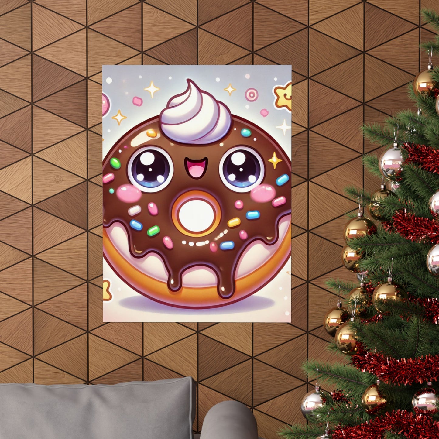 Kawaii Chocolate Donut Cute Dessert Art Poster