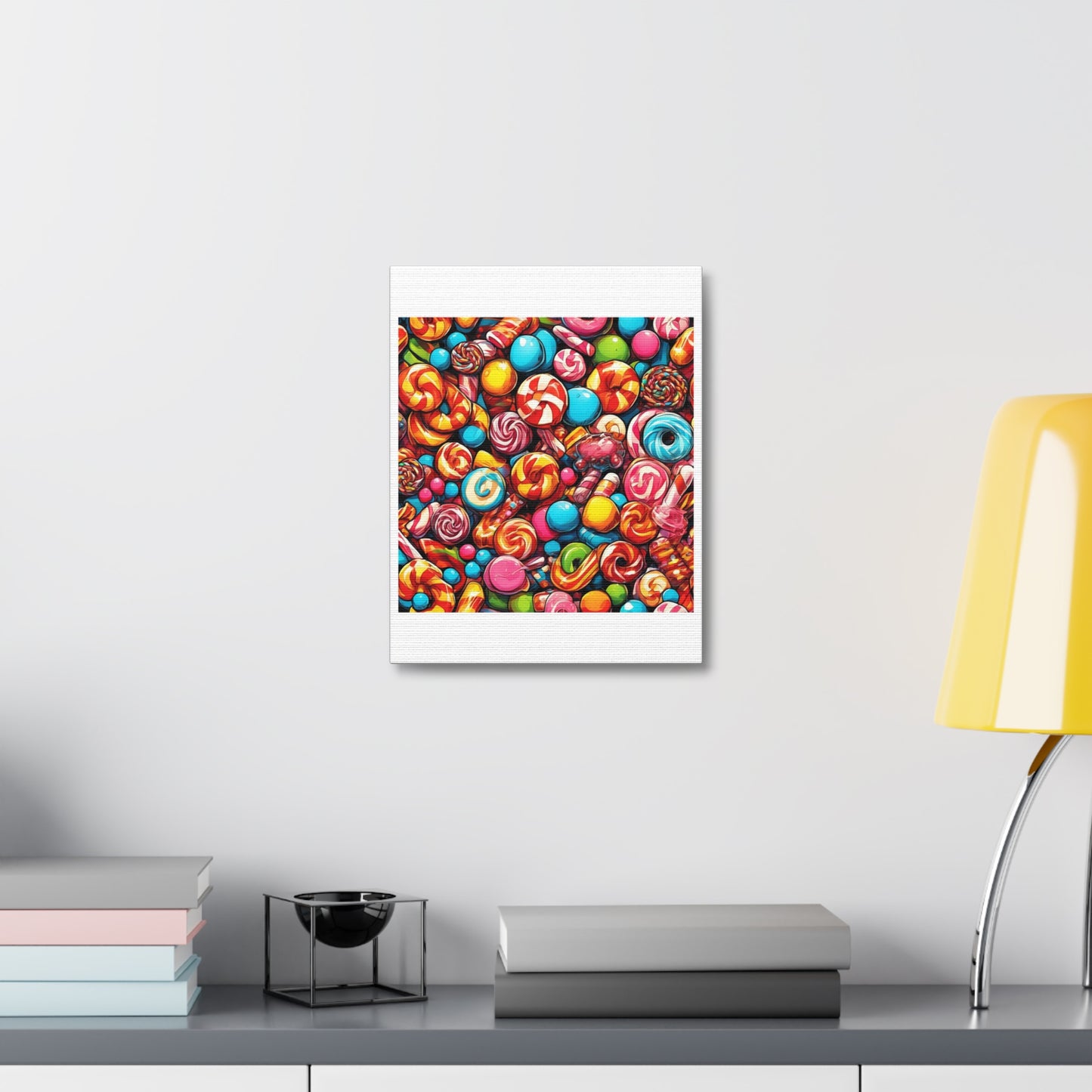 Colorful Candy and Lollipop Pattern Canvas