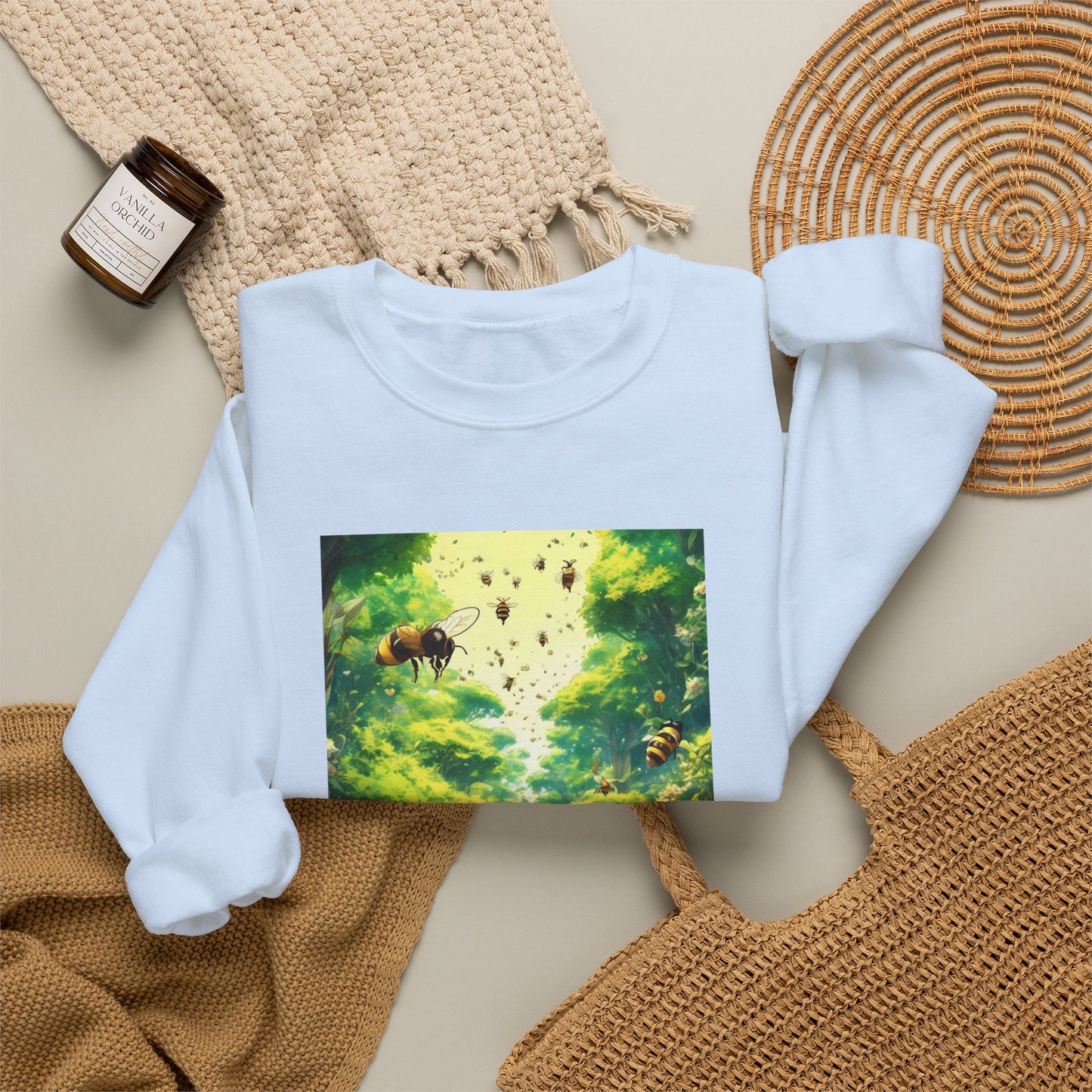 Bee Garden Explorer Anime Nature Art Sweatshirt