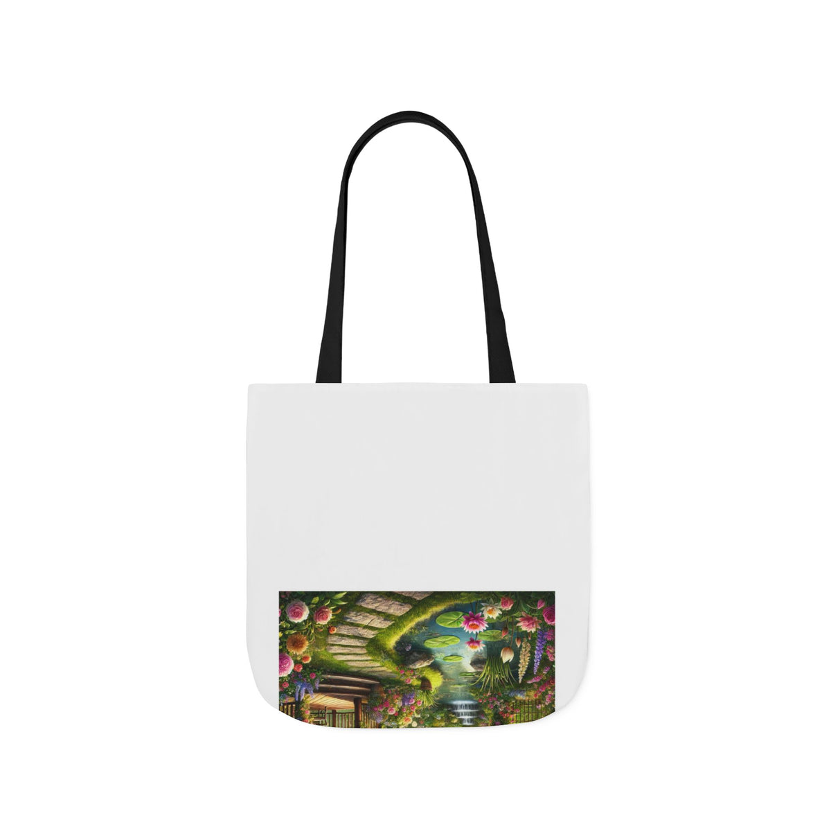 Sunlit Rose Gazebo Cottage Garden Canvas Tote Bag