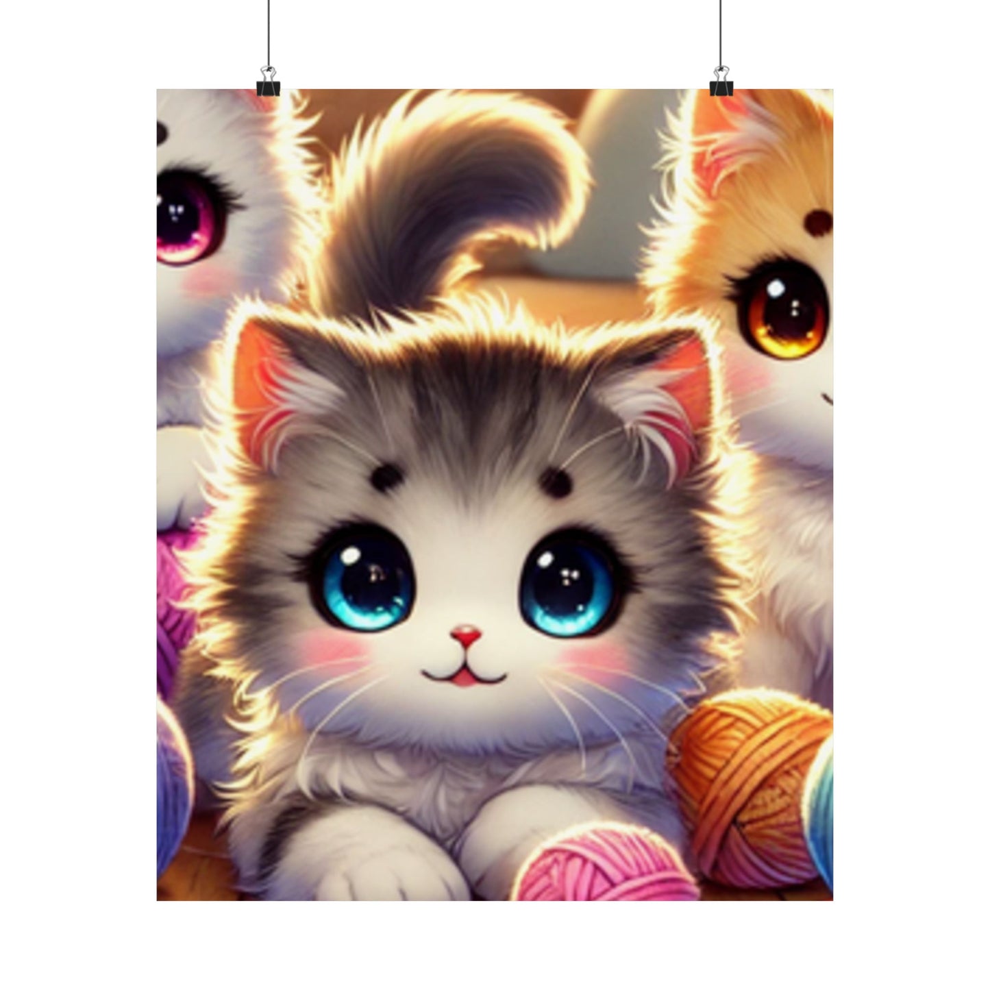Cozy Yarn Kittens Cute Cat Poster Knitting Room Wall Art Decor