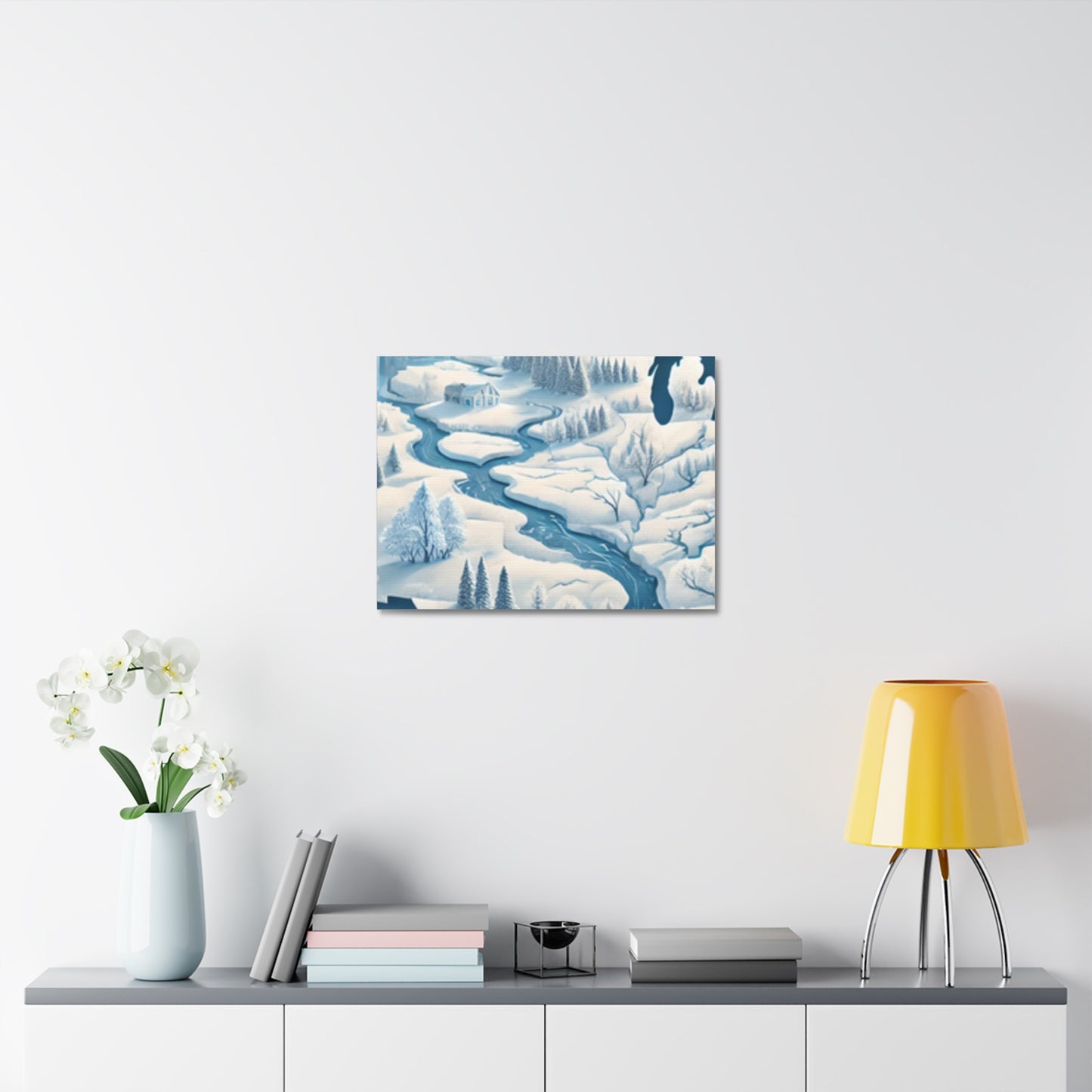 Winter USA Dreamscape Snowy Map Canvas Wall Art Travel Gift