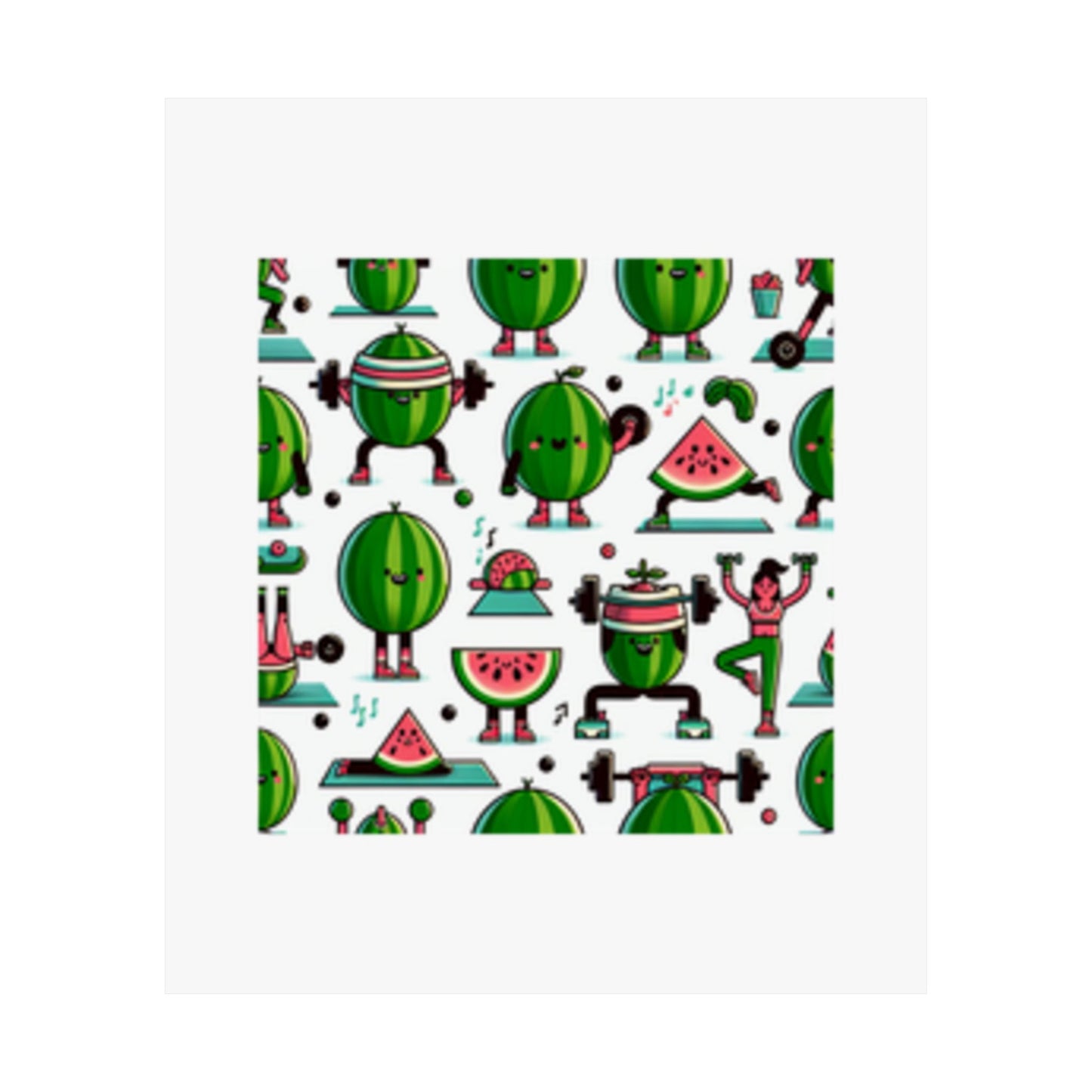 Watermelon Workout Club Cute Food Fitness Wall Art Poster