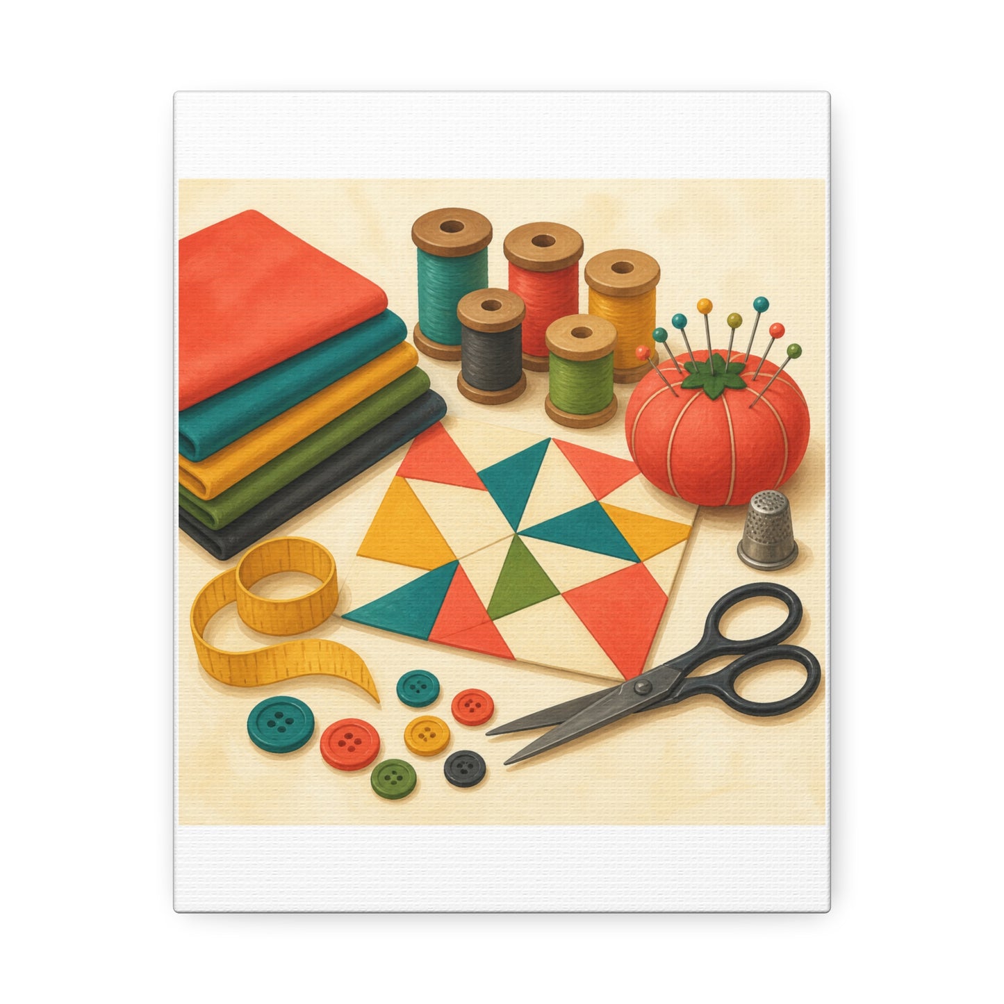 Colorful Sewing and Quilting Hobby Canvas Art