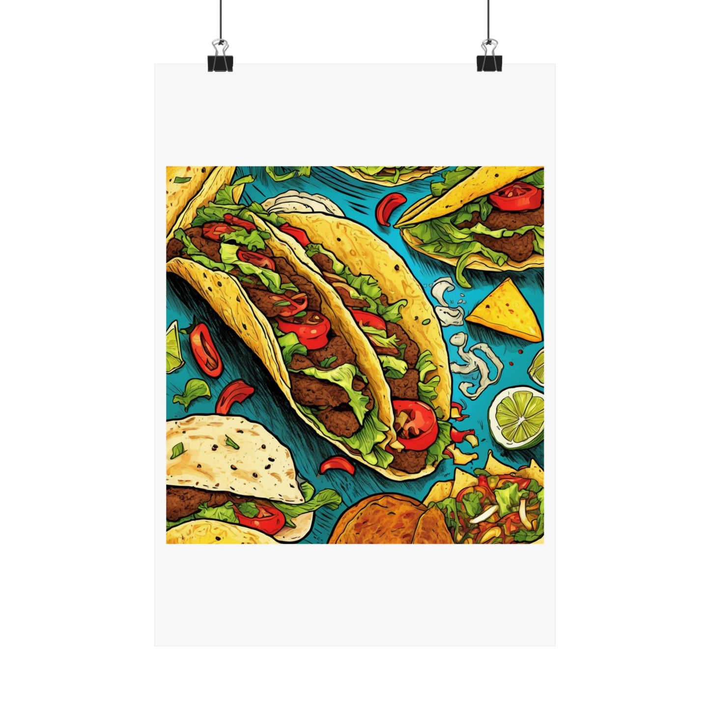 Taco Party Pattern Foodie Gift Art Poster