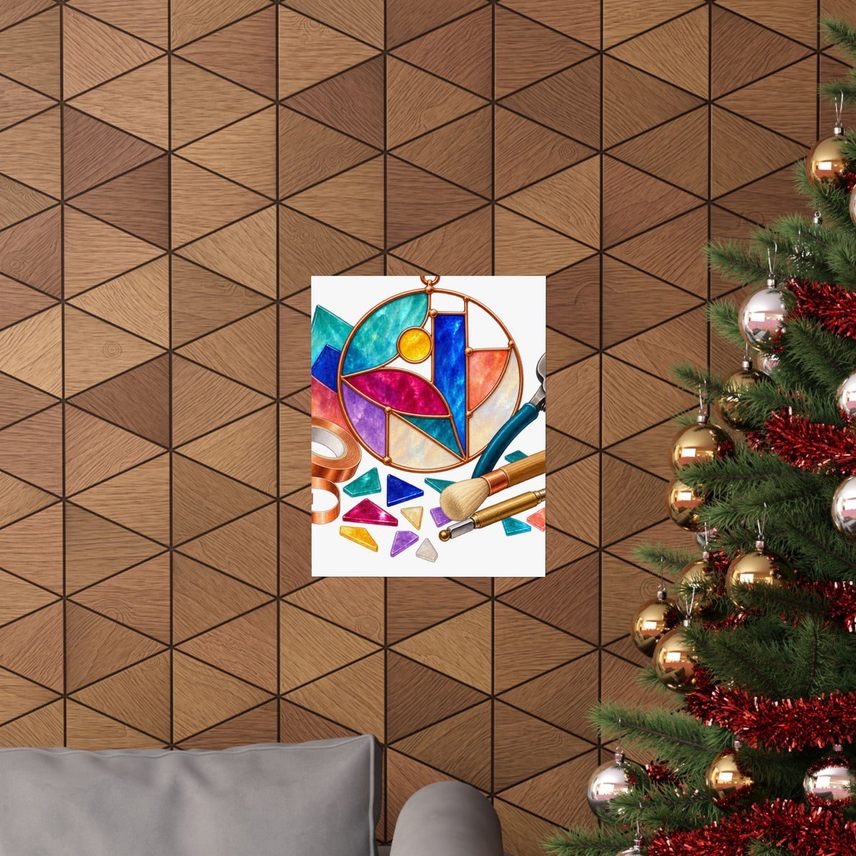 Abstract Stained Glass Suncatcher Workshop Poster