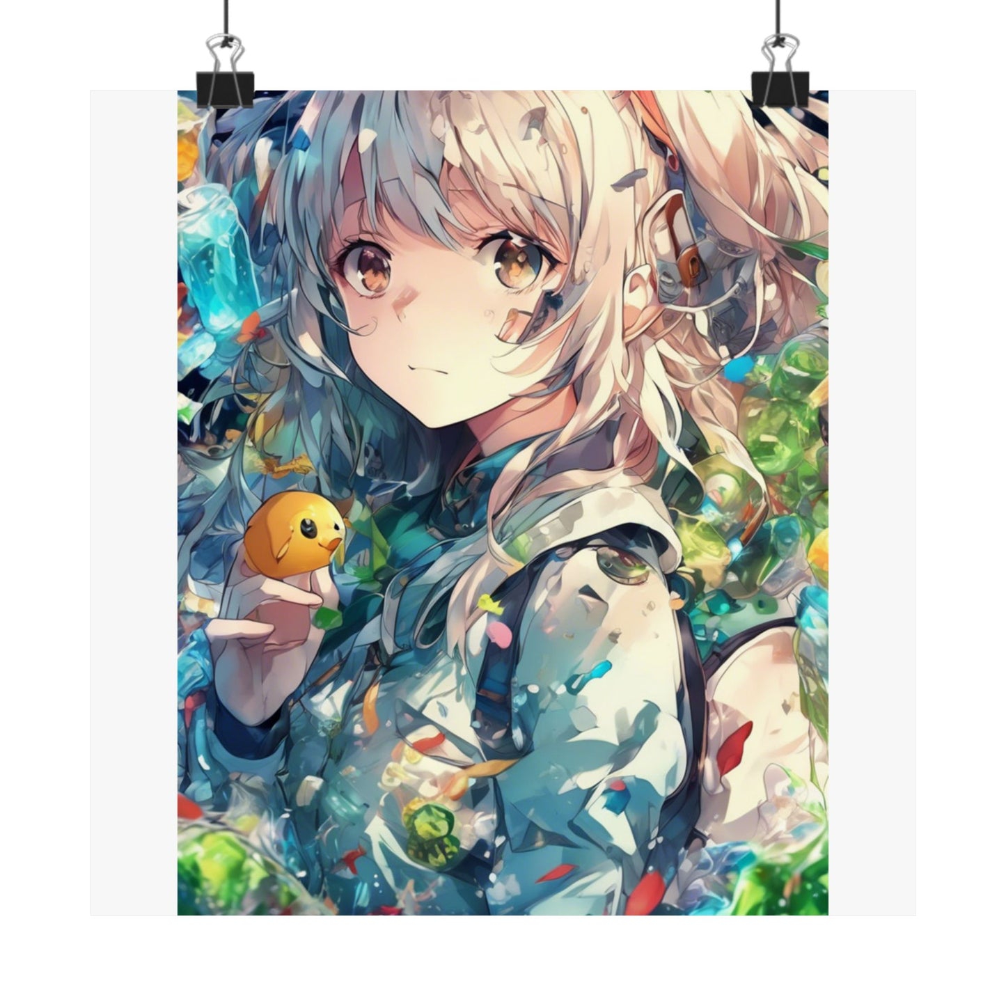 Crystal Bottle Anime Portrait Colorful Wall Poster
