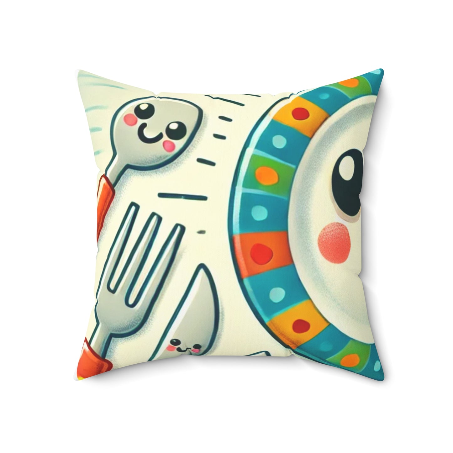 Happy Kitchen Tableware Kawaii Decorative Pillow