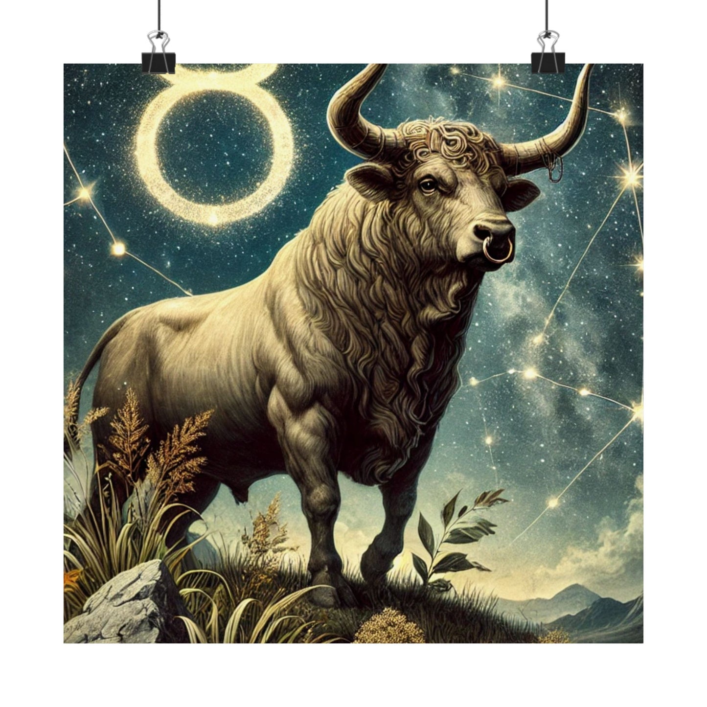 Taurus Bull Constellation Celestial Wall Art Poster