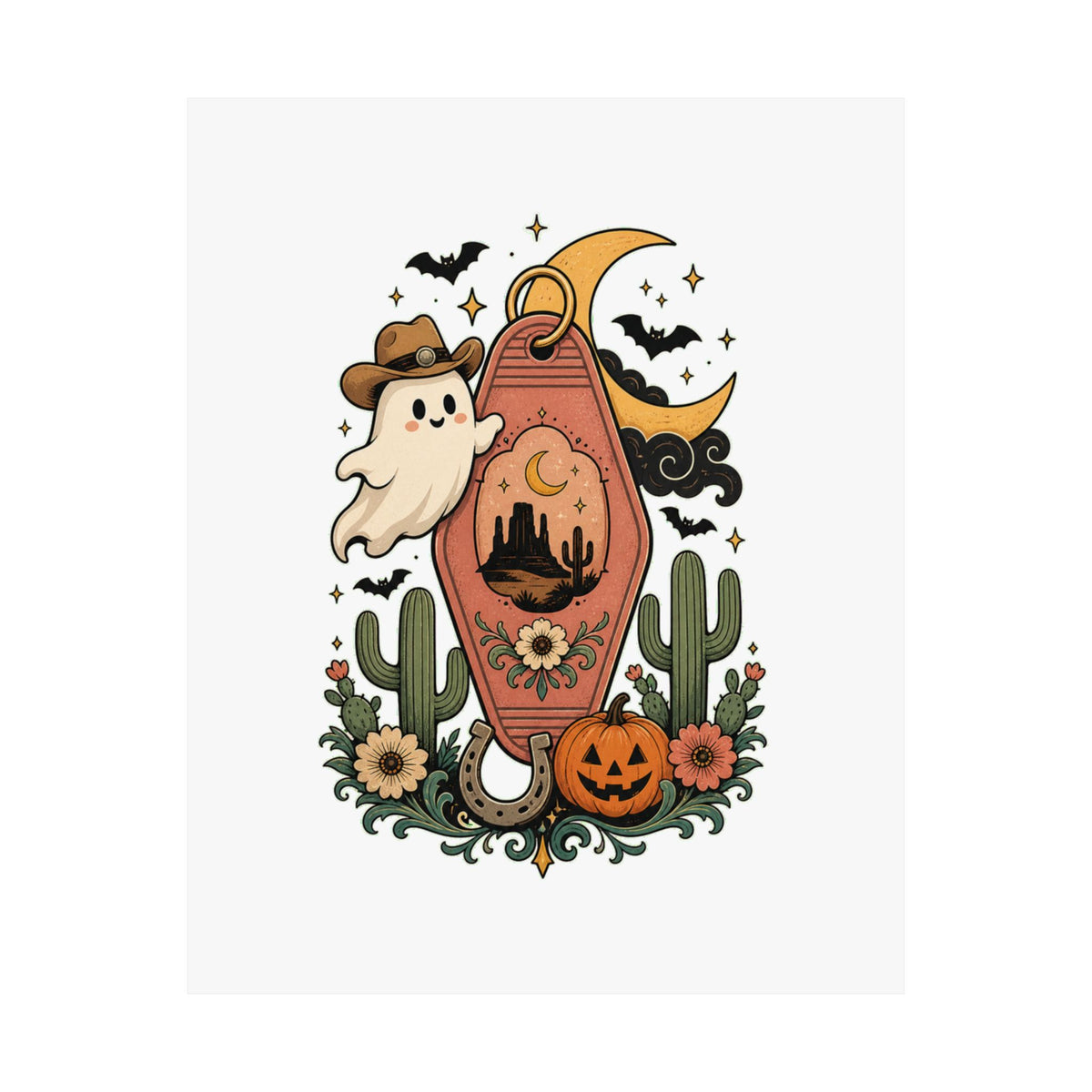 Haunted Desert Keytag Ghost Halloween Poster