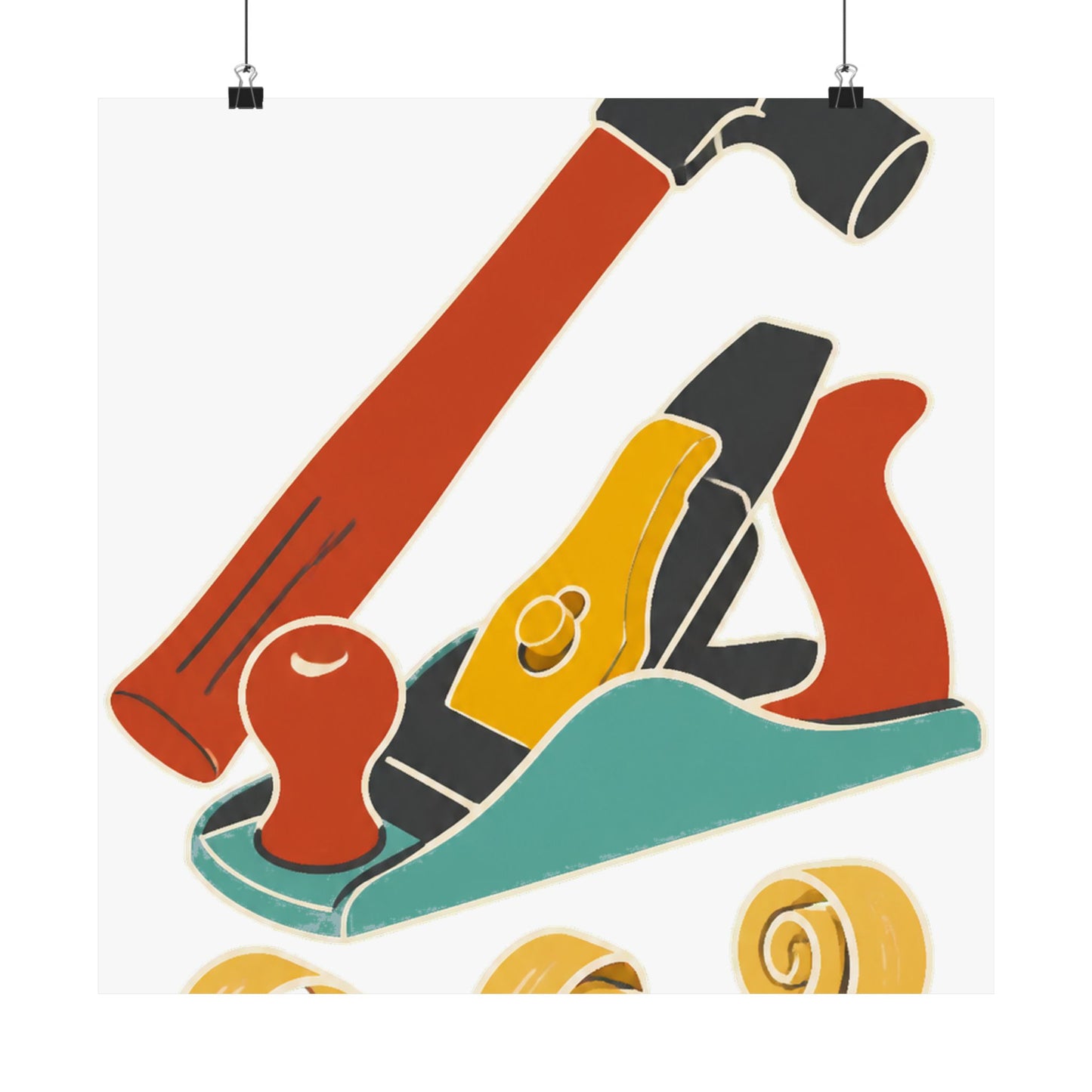 Carpenter Hammer Hand Plane Woodworking Art Poster