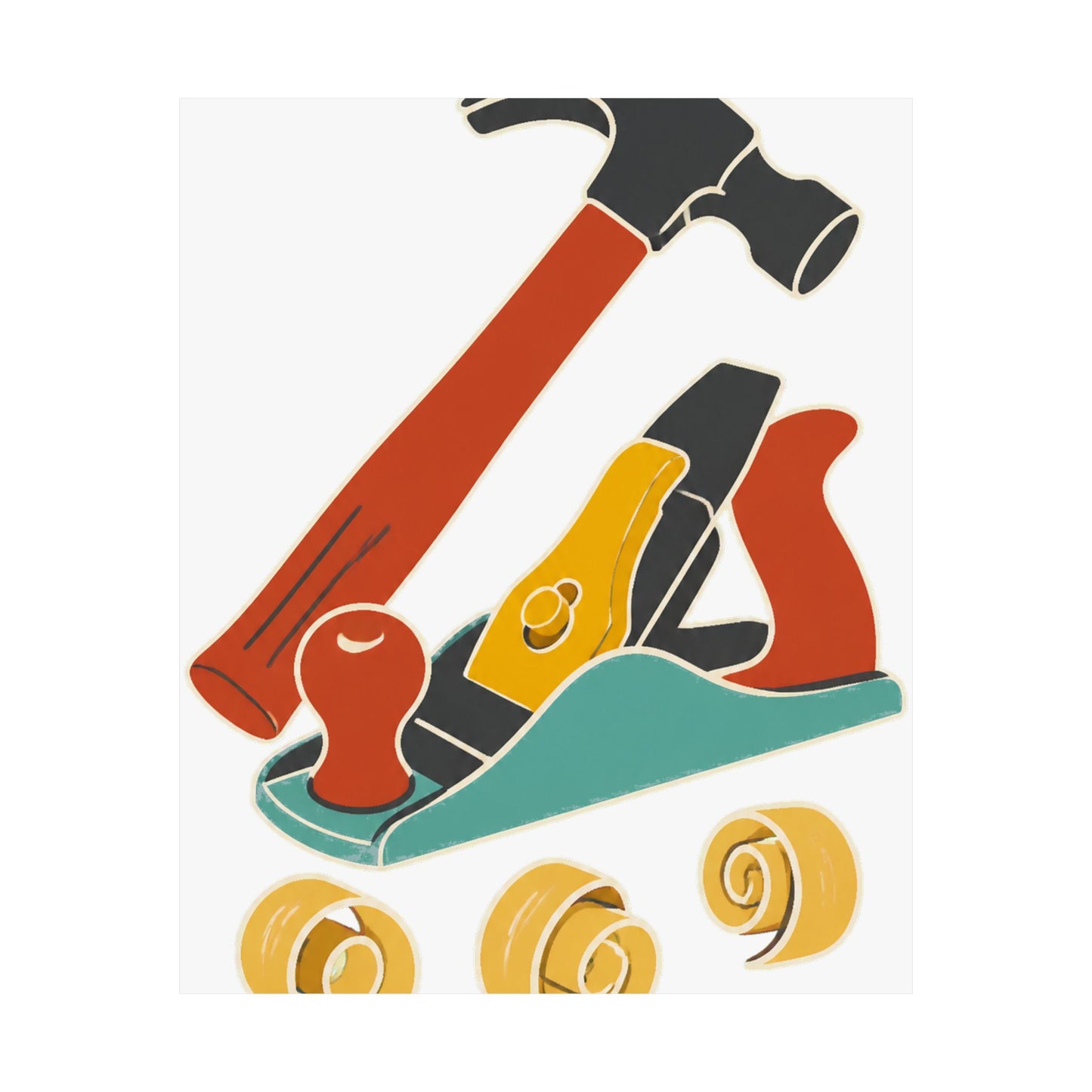 Carpenter Hammer Hand Plane Woodworking Art Poster