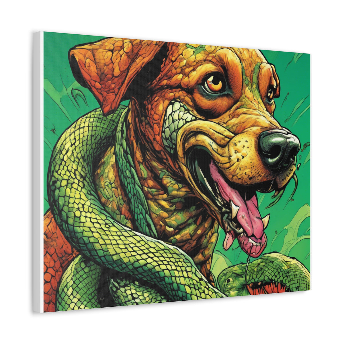 Serpent Guardian Dog Bold Fantasy Creature Canvas Art