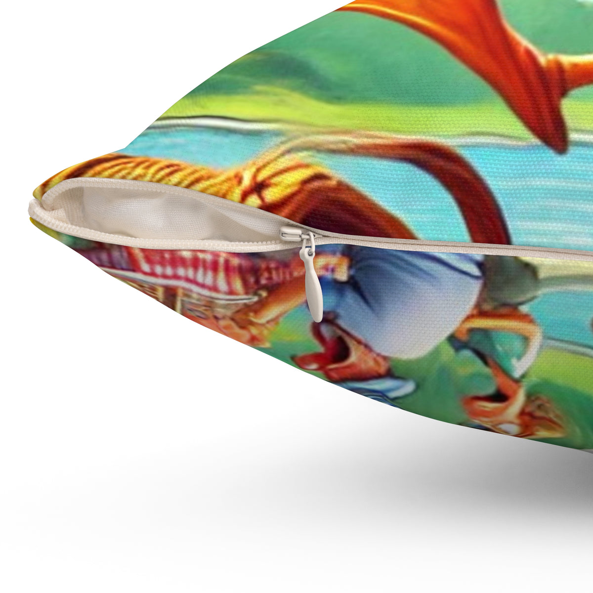 Chaotic Picnic Duck Funny Summer Decorative Pillow