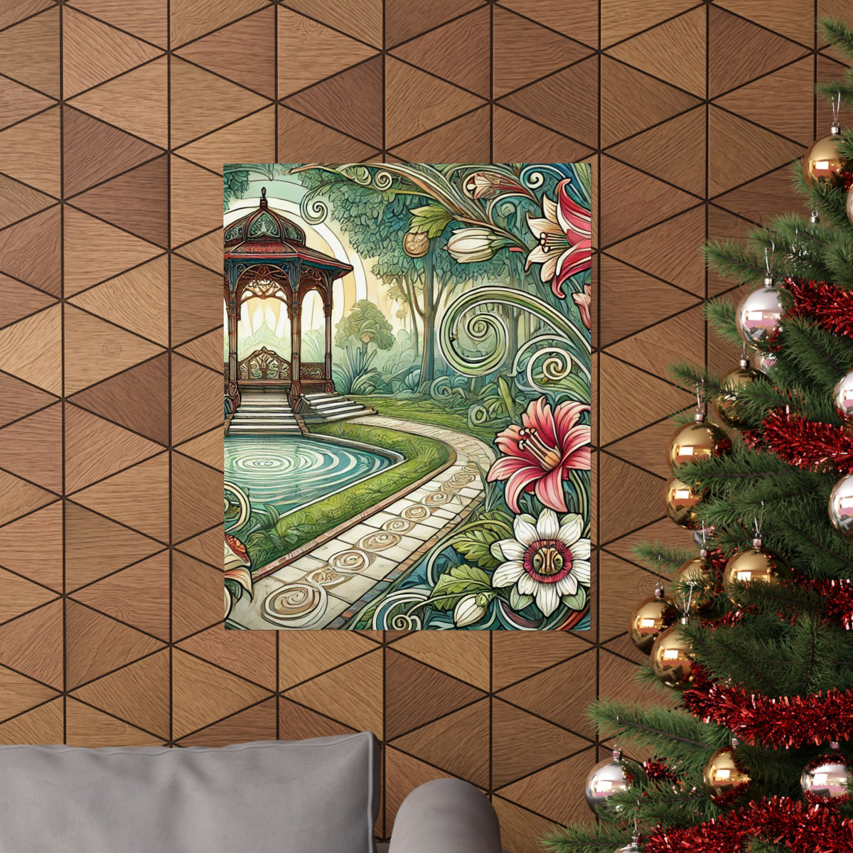 Botanical Gazebo Garden Art Nouveau Wall Art Poster