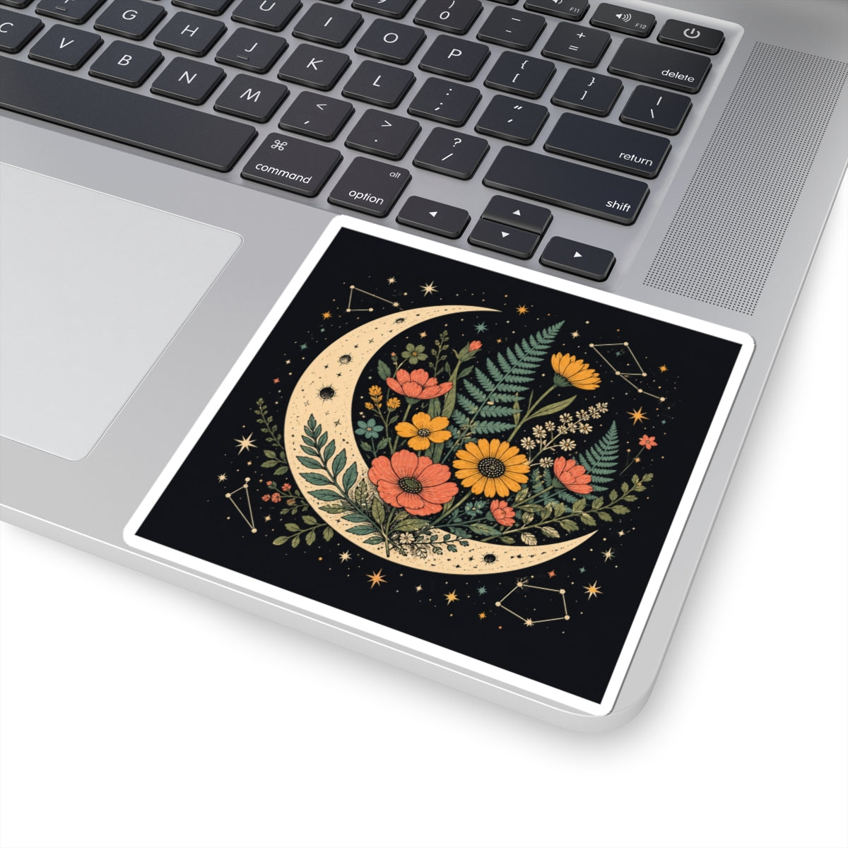 Celestial Wildflower Crescent Moon Botanical Sticker