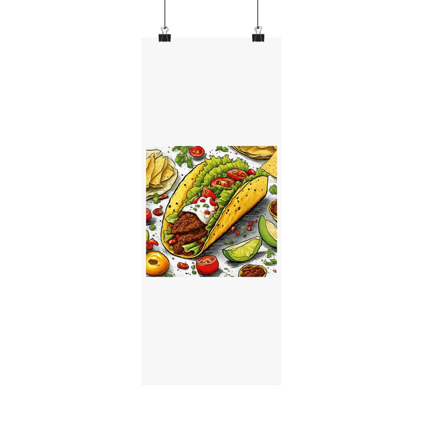 Bold Taco Illustration Foodie Gift Art Poster