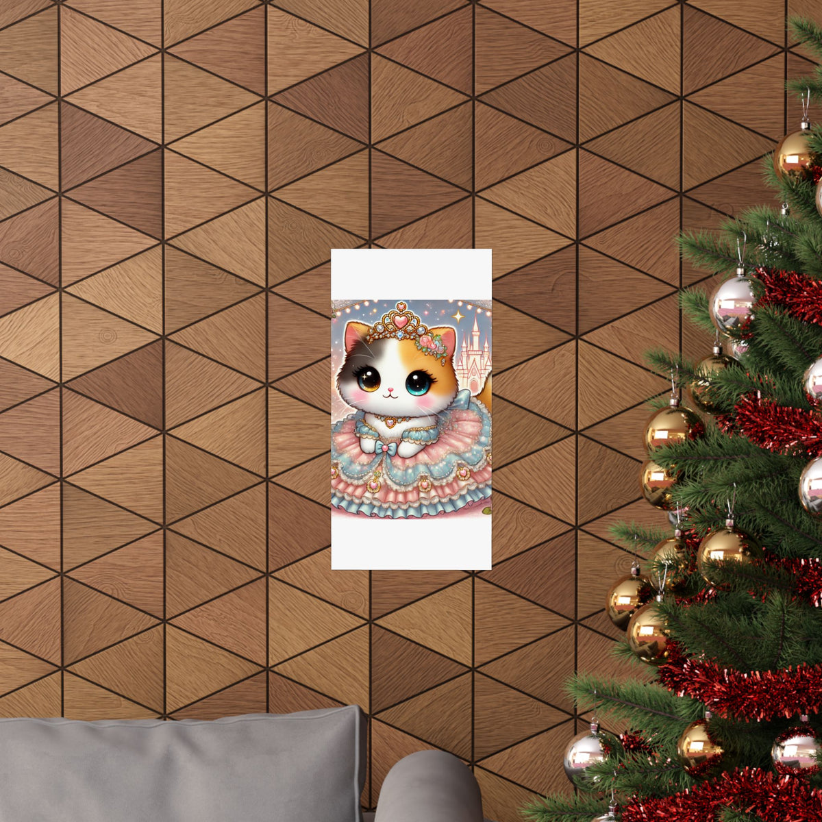 Pastel Princess Calico Cat Fantasy Wall Art Poster