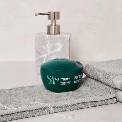 Alfaparf Milano Semi di Lino Reconstruction Reparative Mask - Color Safe Deep Conditioning Hair Mask - Damaged Hair Repair - For Medium to Thick Hair - Vegan Formula (17.2 oz)