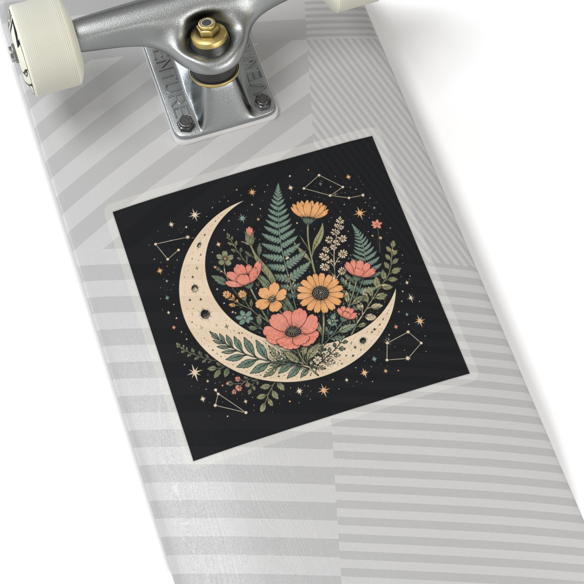 Celestial Wildflower Crescent Moon Botanical Sticker