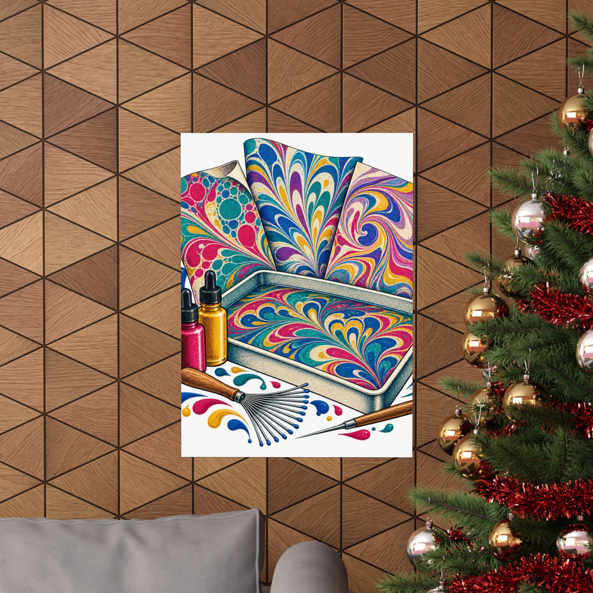 Colorful Paper Marbling Workshop Poster