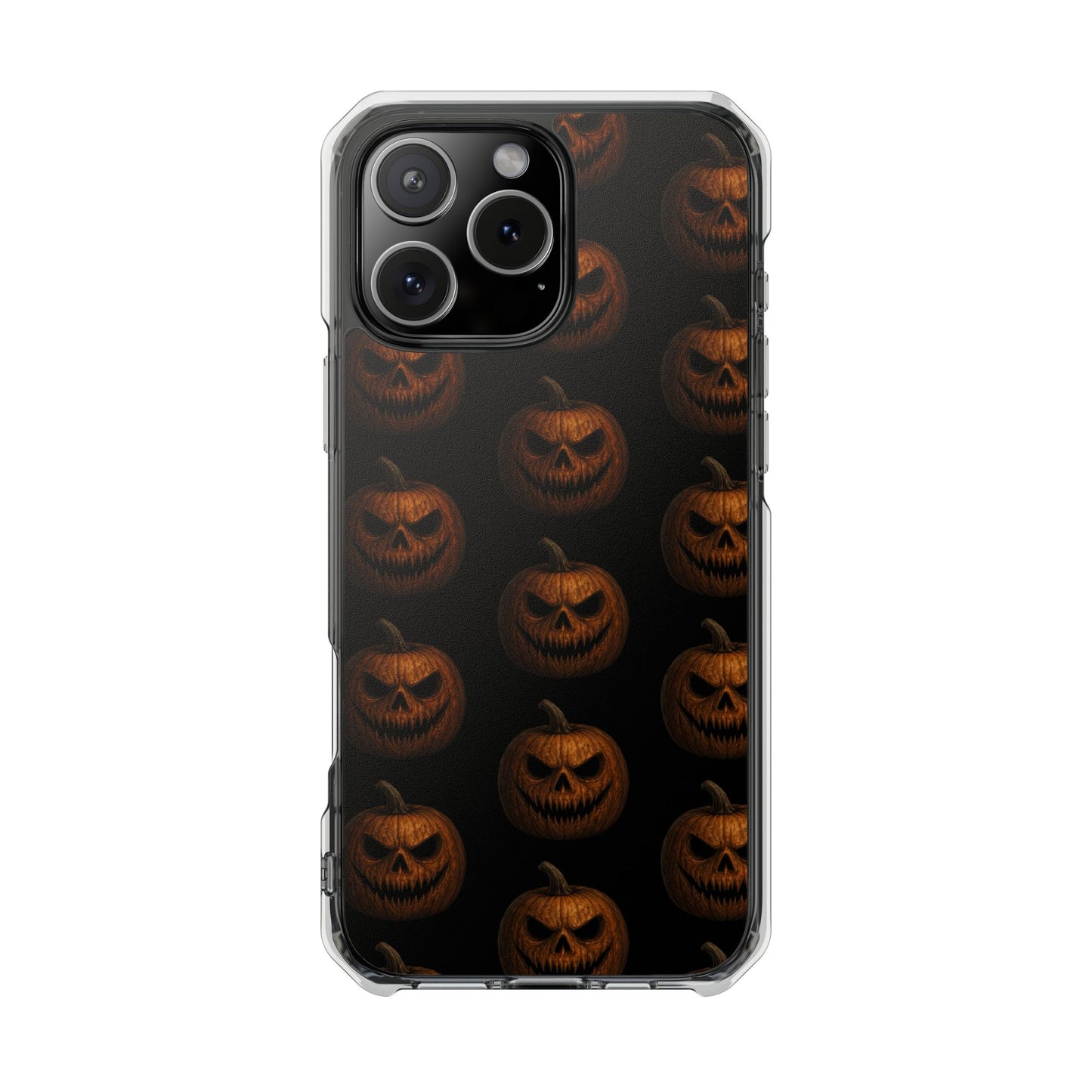 Magnet Cover, Halloween Pumpkin Spooky Phone Case, Horror Jack-O-Lantern Black Case, Magnetic Clear Impact Cover, Scary Cellphone Slim