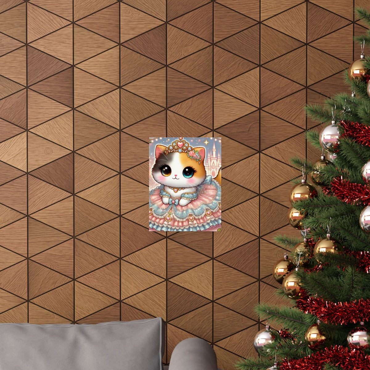 Pastel Princess Calico Cat Fantasy Wall Art Poster