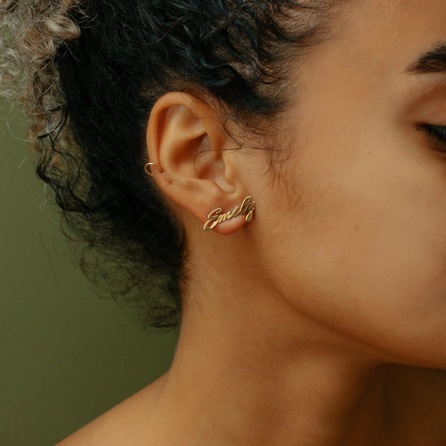 Dainty Script Name Earrings