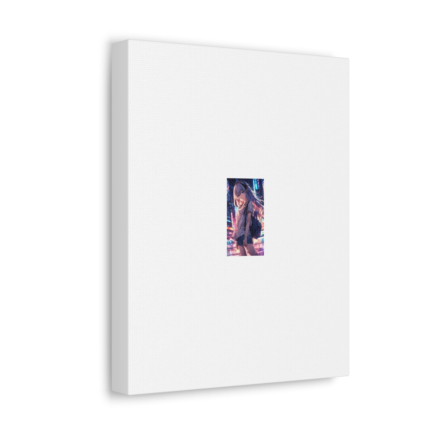 Anime City Night Heroine Portrait Neon Canvas Wall Art