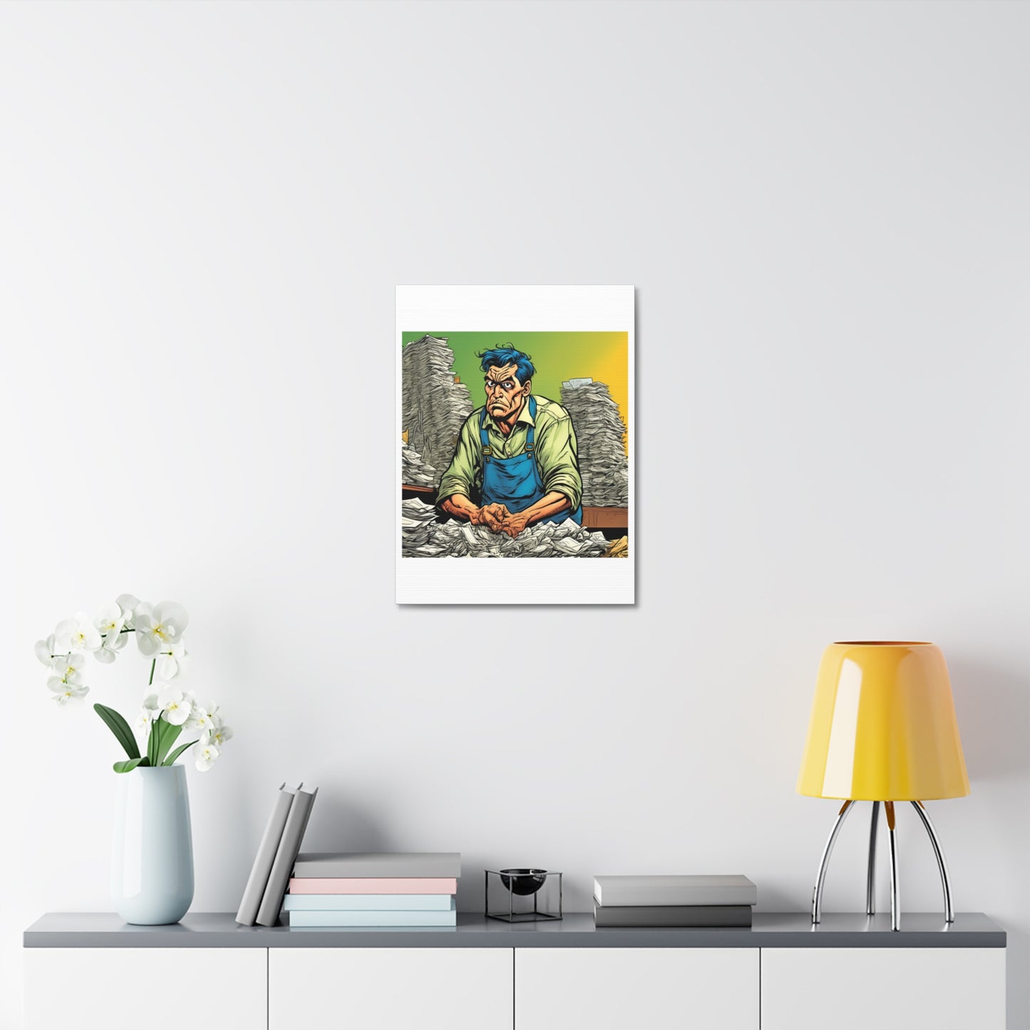 Paperwork Chaos Desk Worker Funny Office Art Canvas