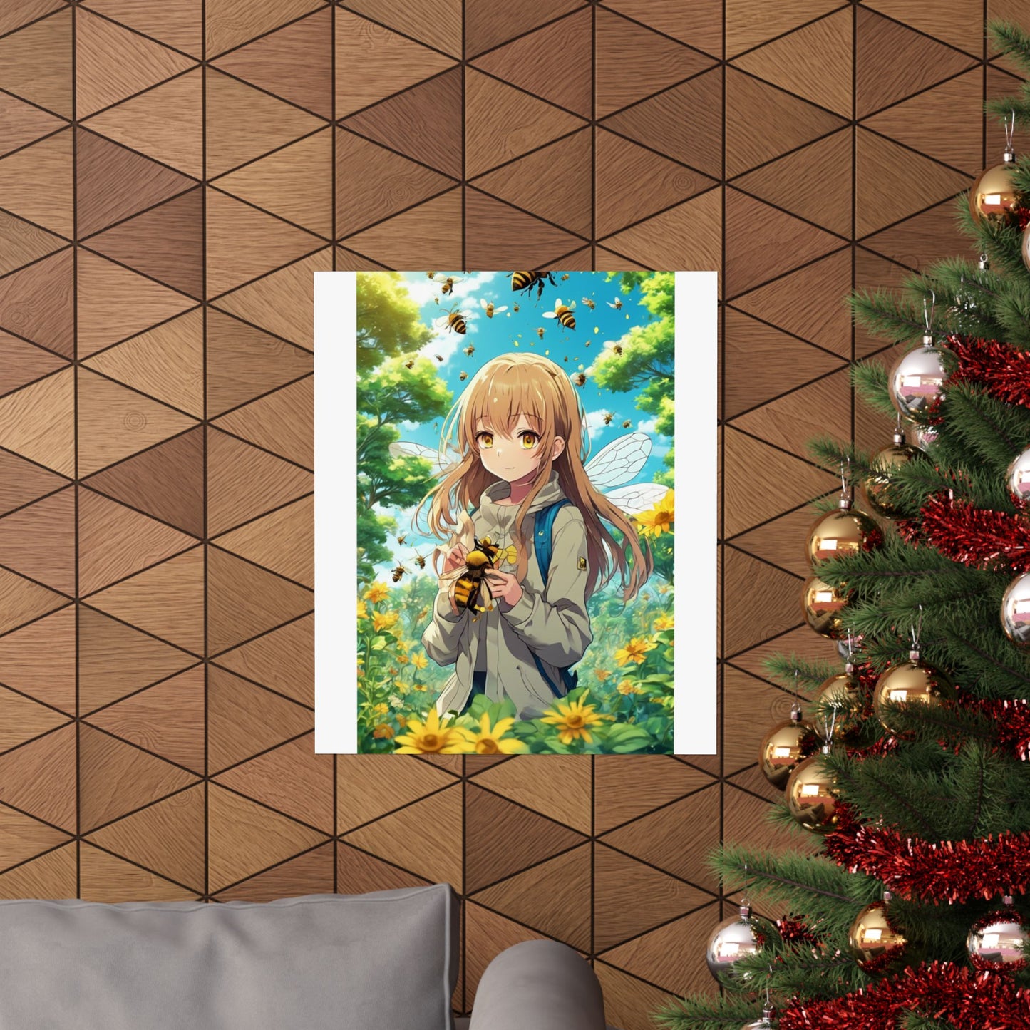 Bee Fairy Garden Anime Nature Art Poster