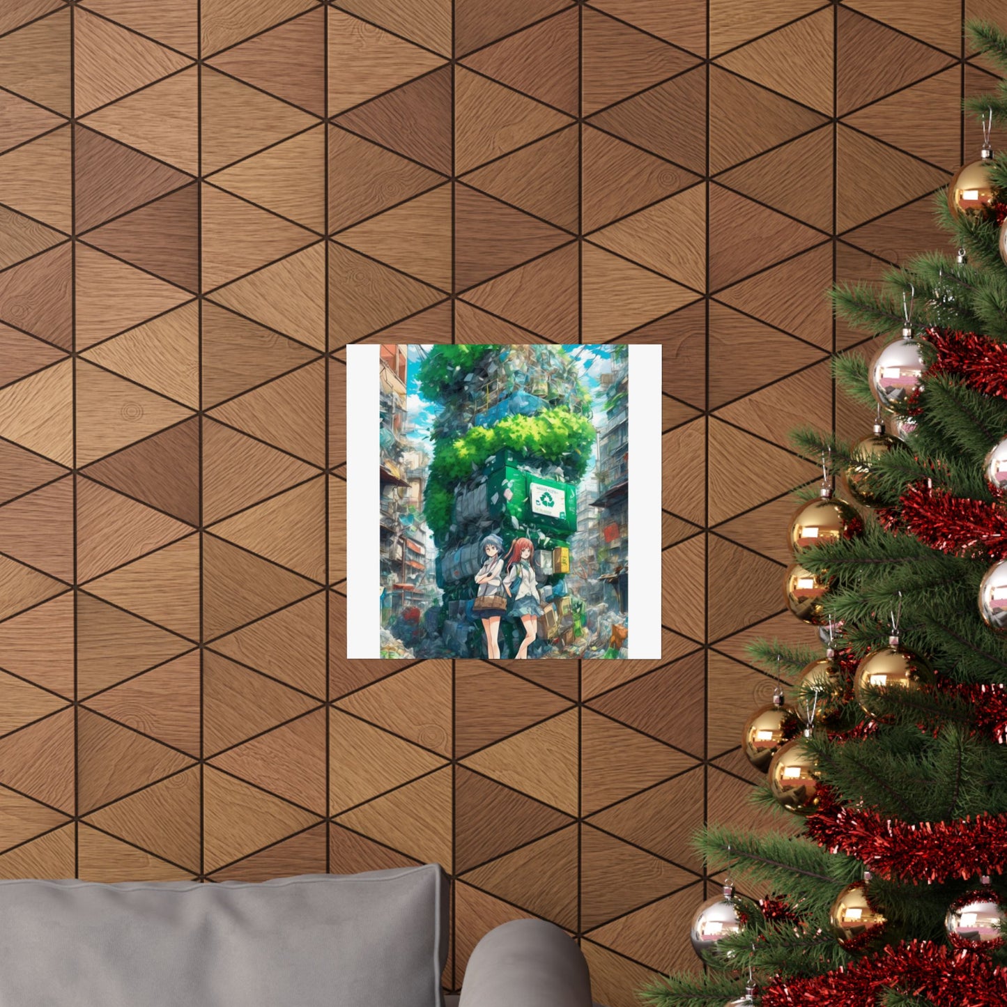 Urban Recycling Anime Friends Green City Wall Poster